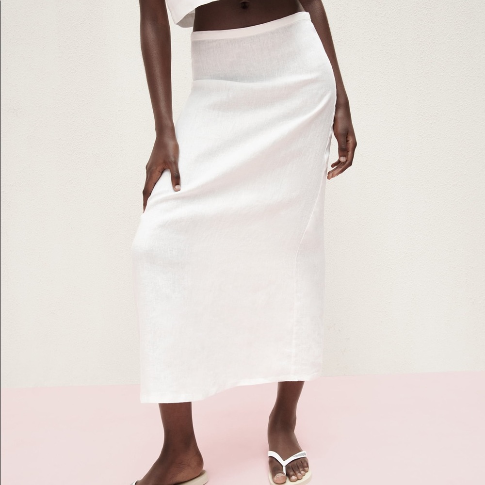 NWT Zara Oyster White Linen Cape Skirt